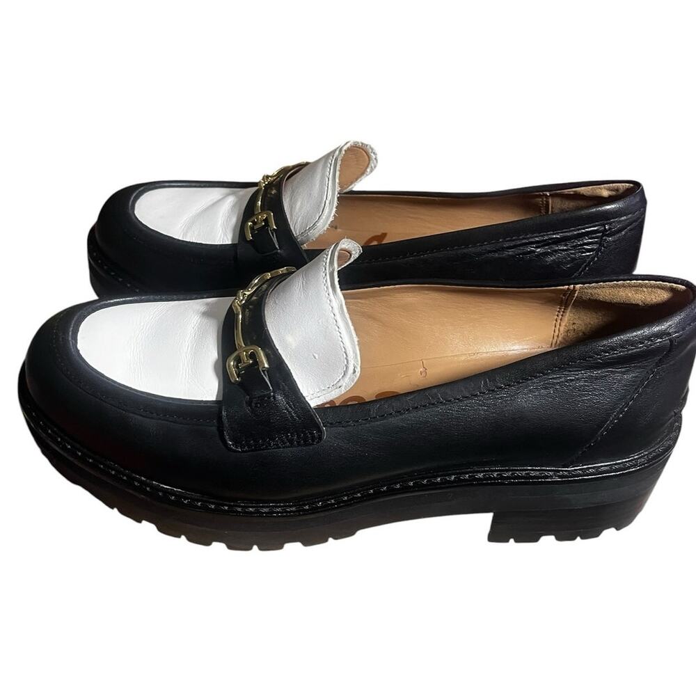 Sam Edelman Women's Tully Black and White Loafers Lug Sole Sz 7 Leather - Picture 4 of 10